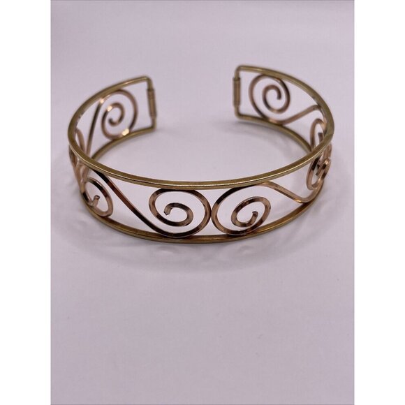 Vintage Krementz Gold Tone Swirl Scroll Open Work Cuff Bracelet - Picture 1 of 11